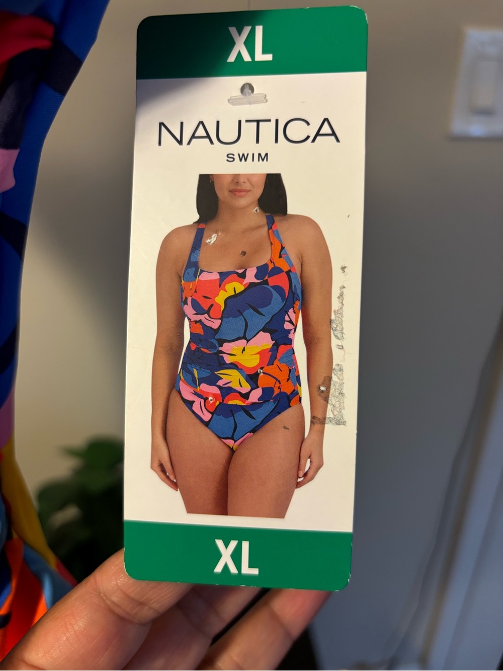 Nautica Women’s XL Floral Print One-Piece Swimsuit - Blue Multi
